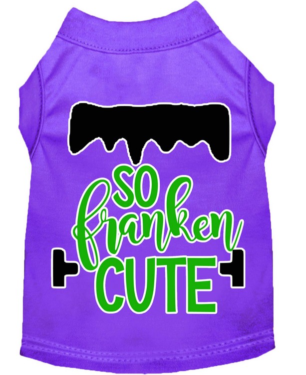 So Franken Cute Screen Print Dog Shirt Purple XS